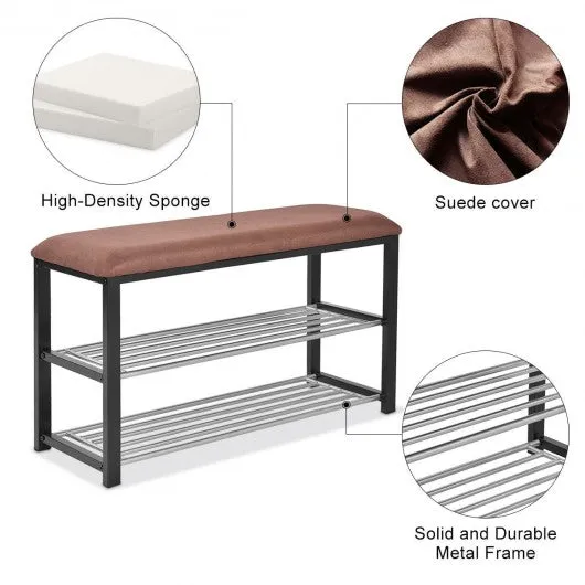 2 Tiers Shoe Storage Rack Soft Seat Bench