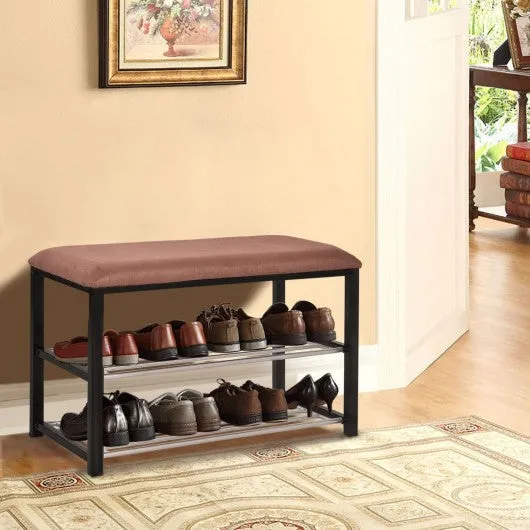 2 Tiers Shoe Storage Rack Soft Seat Bench