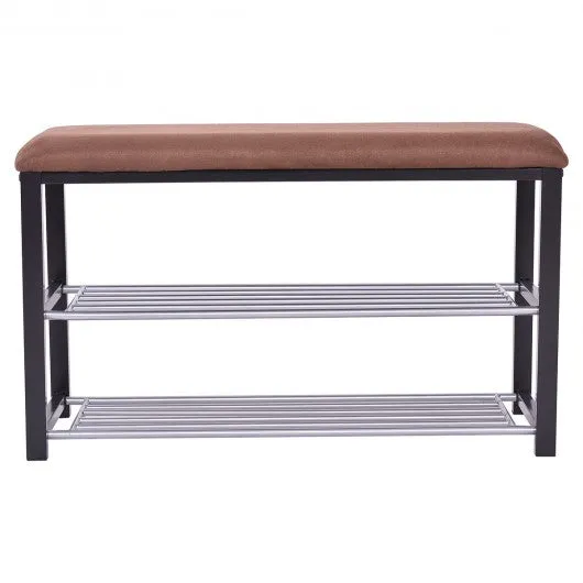 2 Tiers Shoe Storage Rack Soft Seat Bench