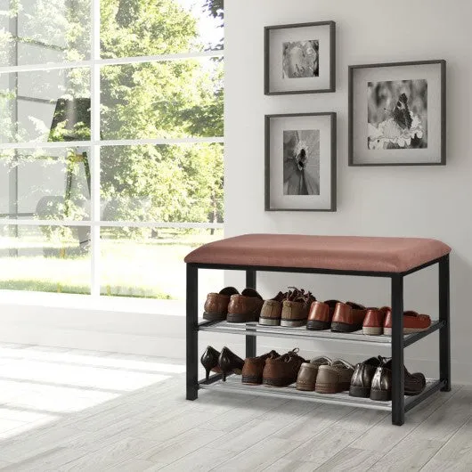 2 Tiers Shoe Storage Rack Soft Seat Bench