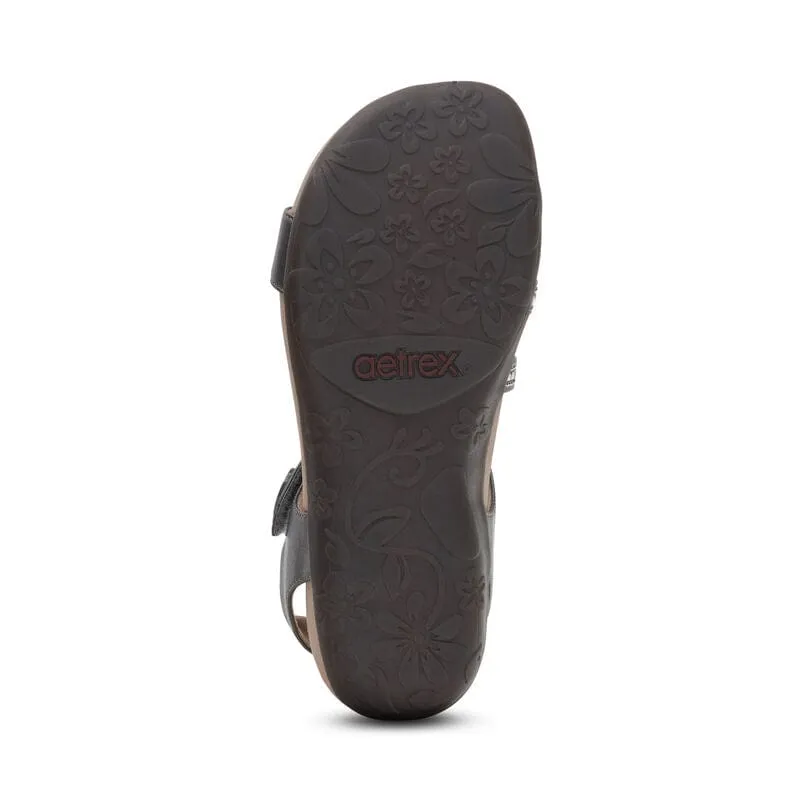 Aetrex Women's Jess Sandals- Pewter Sparkle
