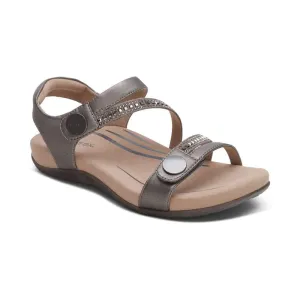 Aetrex Women's Jess Sandals- Pewter Sparkle