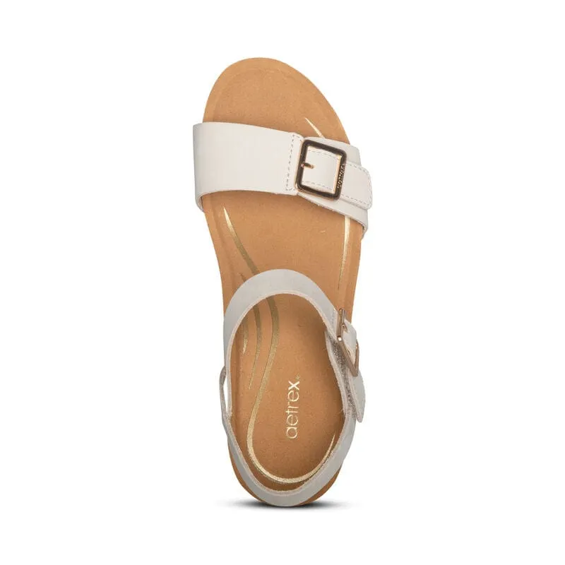 Aetrex Women's Lexa Wedge Sandals- Ivory
