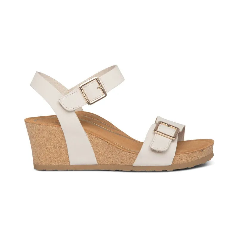Aetrex Women's Lexa Wedge Sandals- Ivory