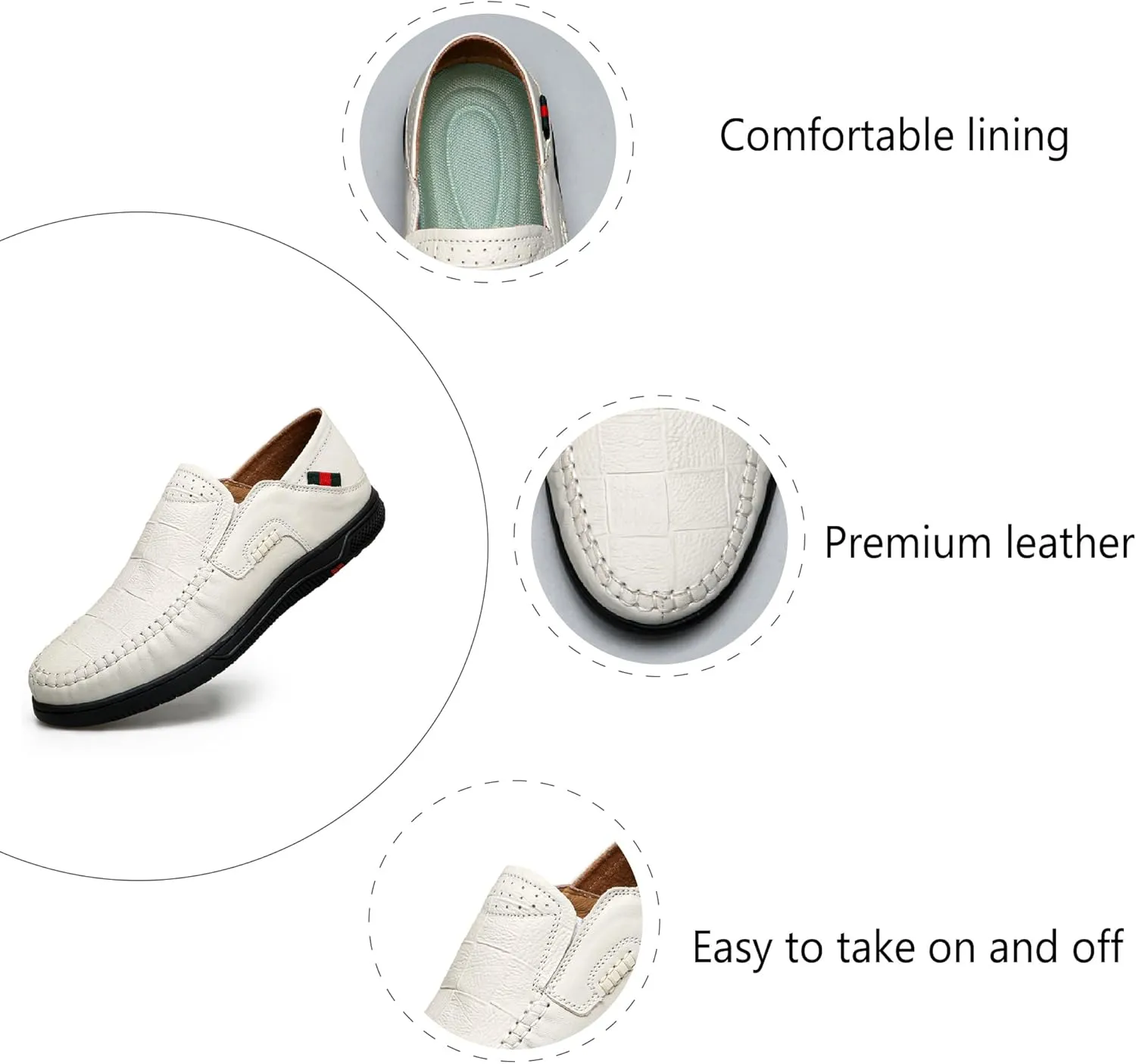 Asifn Mens Casual Loafers Leather Comfortable Business Shoes Lightweight Breathable Work Non-Slip Driving