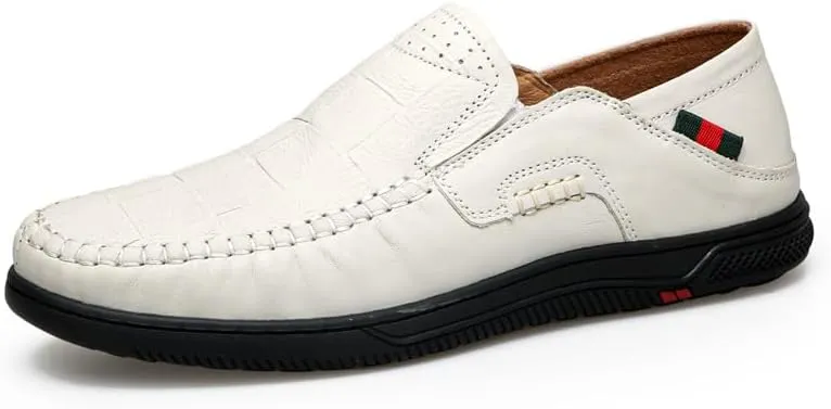 Asifn Mens Casual Loafers Leather Comfortable Business Shoes Lightweight Breathable Work Non-Slip Driving