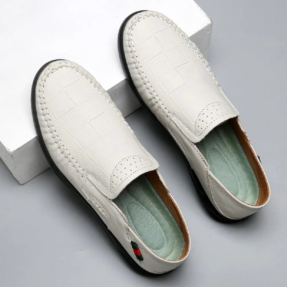 Asifn Mens Casual Loafers Leather Comfortable Business Shoes Lightweight Breathable Work Non-Slip Driving