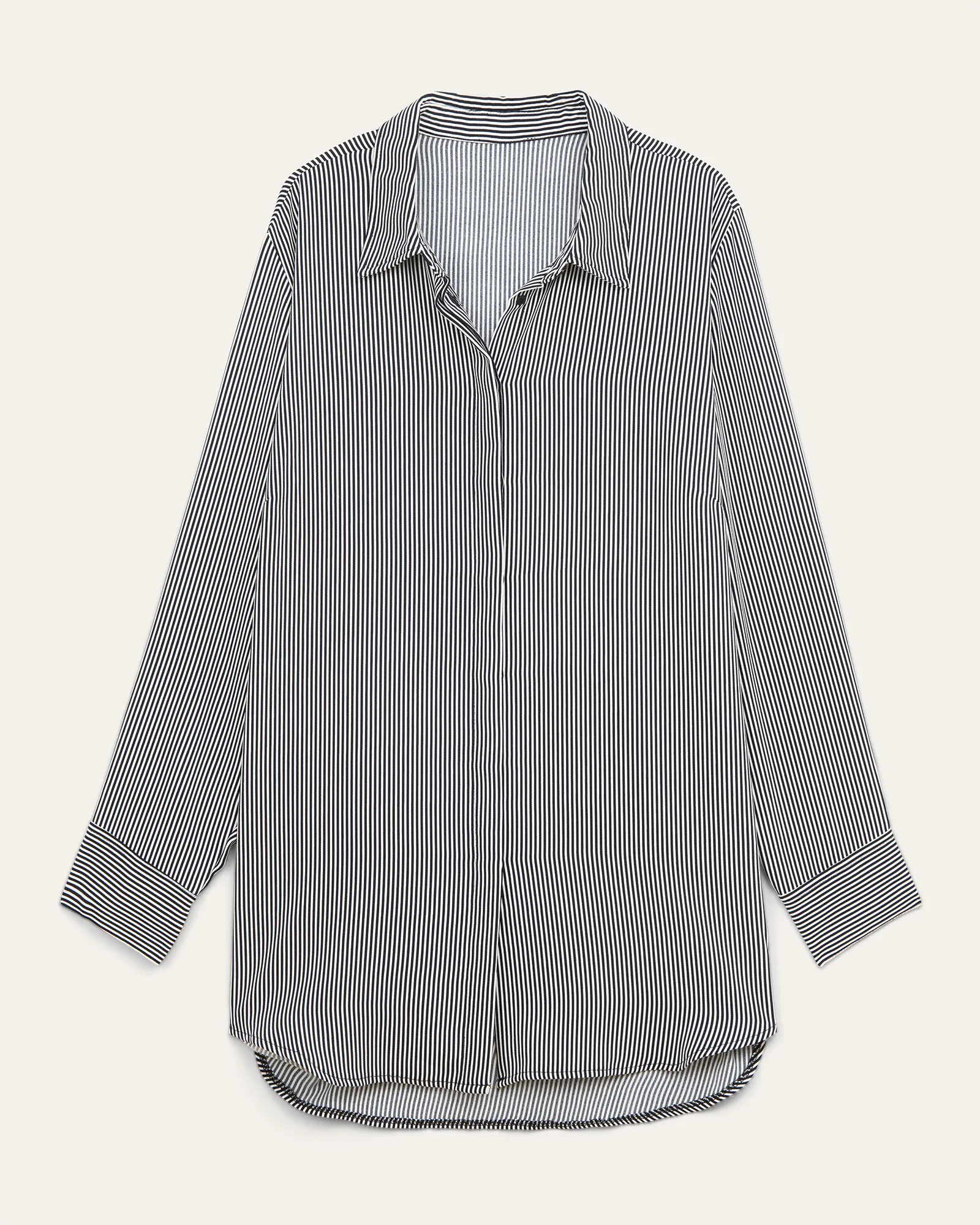Ausha Tailored Georgette Blouse | Navy / White