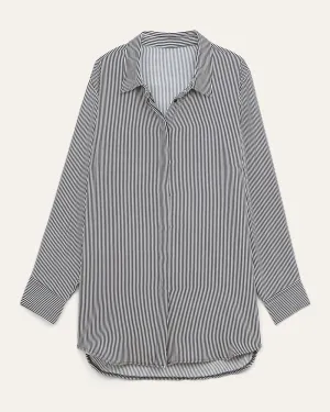 Ausha Tailored Georgette Blouse | Navy / White