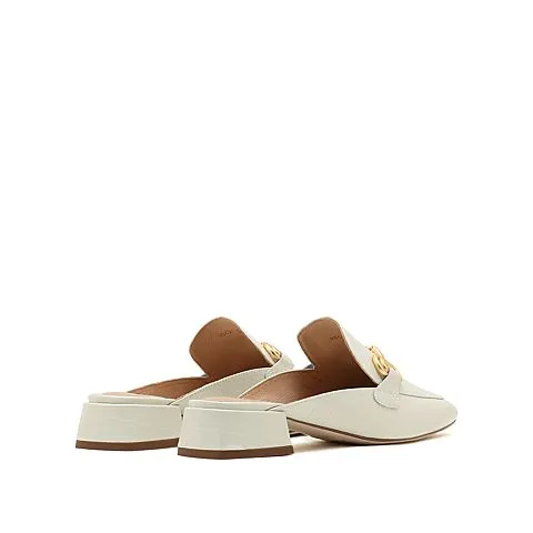 Beige Embossed Calf Classic Horsebit Loafers Mules