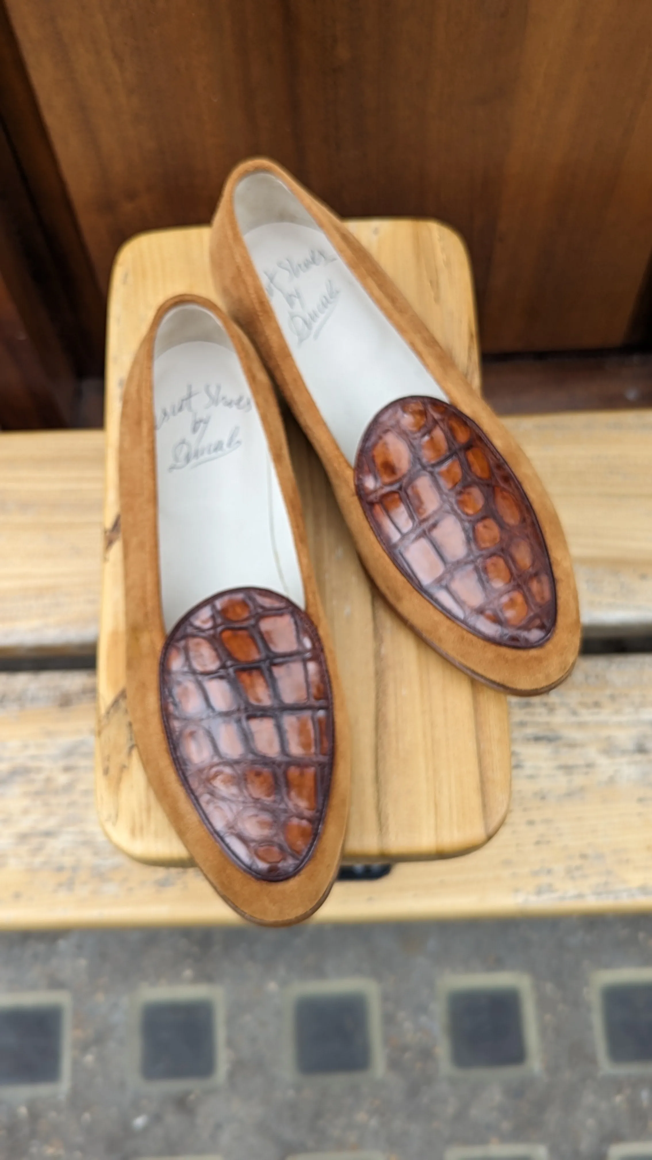 Belgian Loafer - Tan Suede & Crocodile