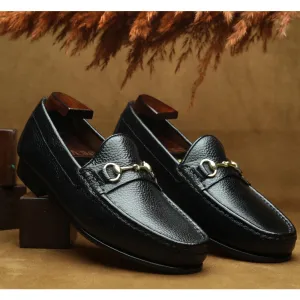 Black Milled Classic Horsebit Loafers