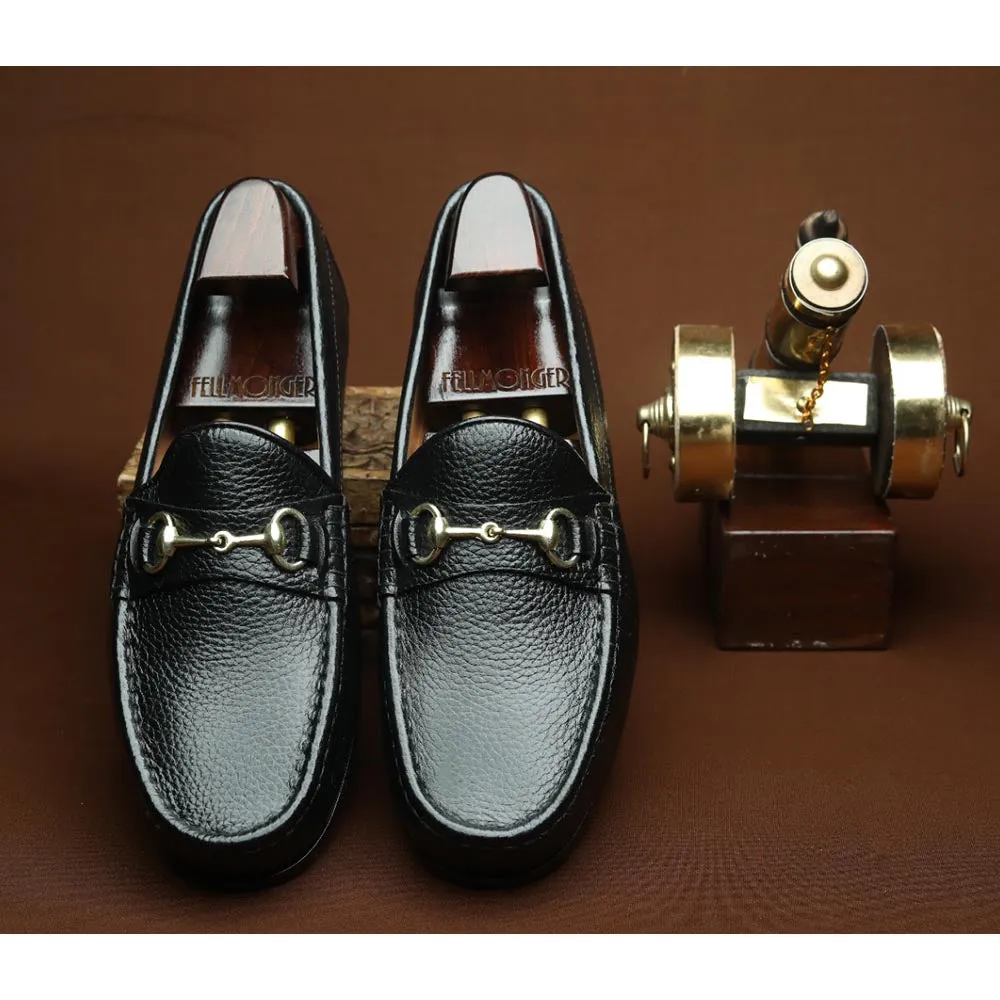 Black Milled Classic Horsebit Loafers