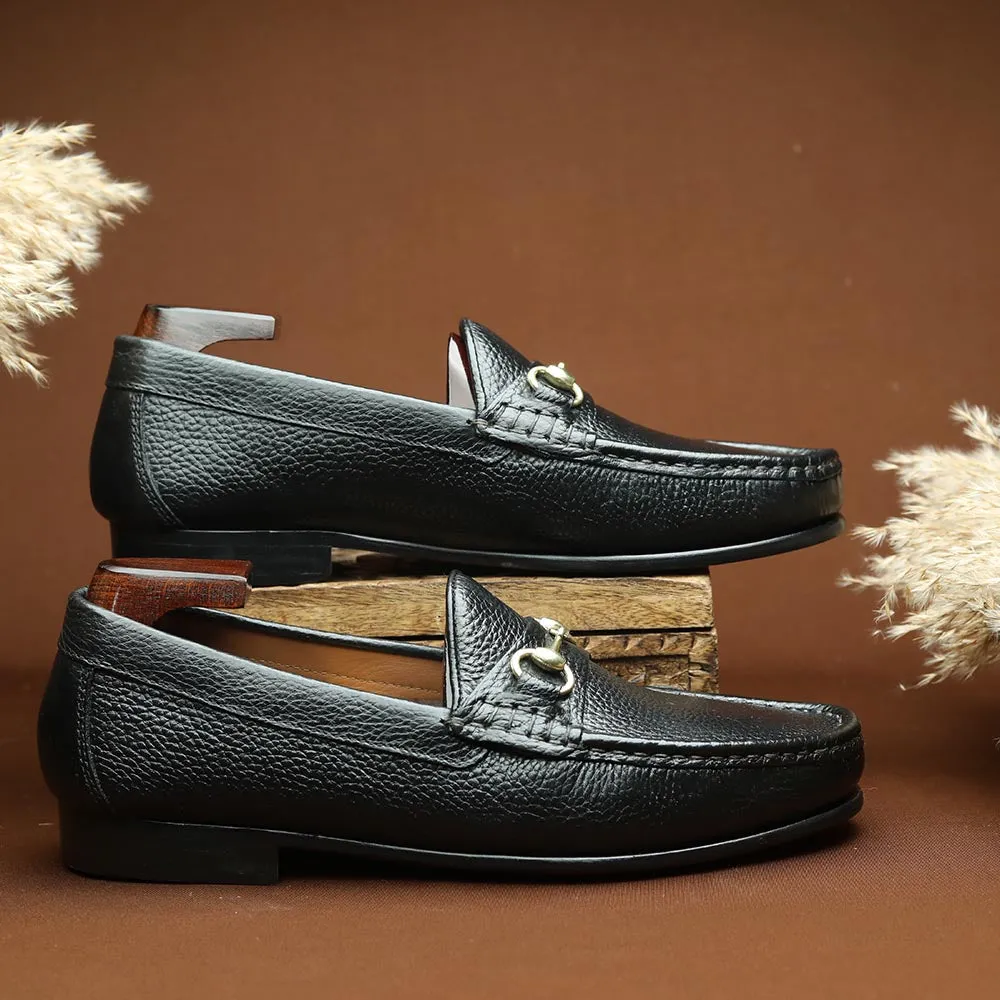 Black Milled Classic Horsebit Loafers