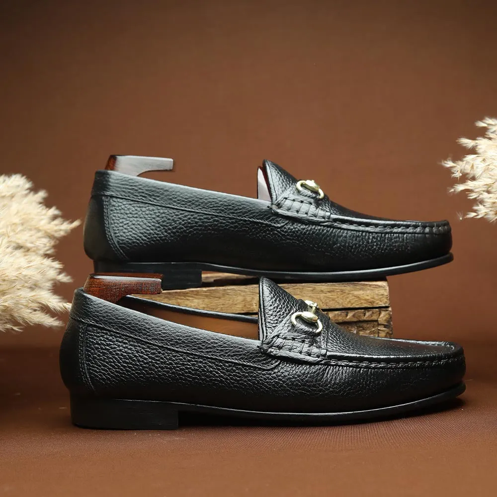 Black Milled Classic Horsebit Loafers