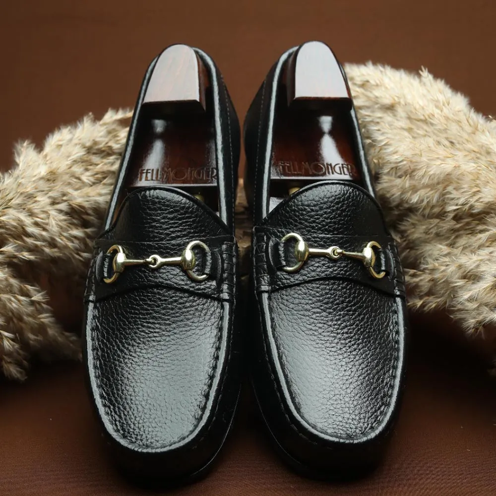 Black Milled Classic Horsebit Loafers