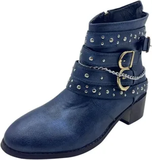 Booties for Women Ankle Black Flat Booties Flat Cowboy Boots for Women Black Ankle Boot Casual Round Head Closed Pointed Toe Low Block Heel Zip Up
