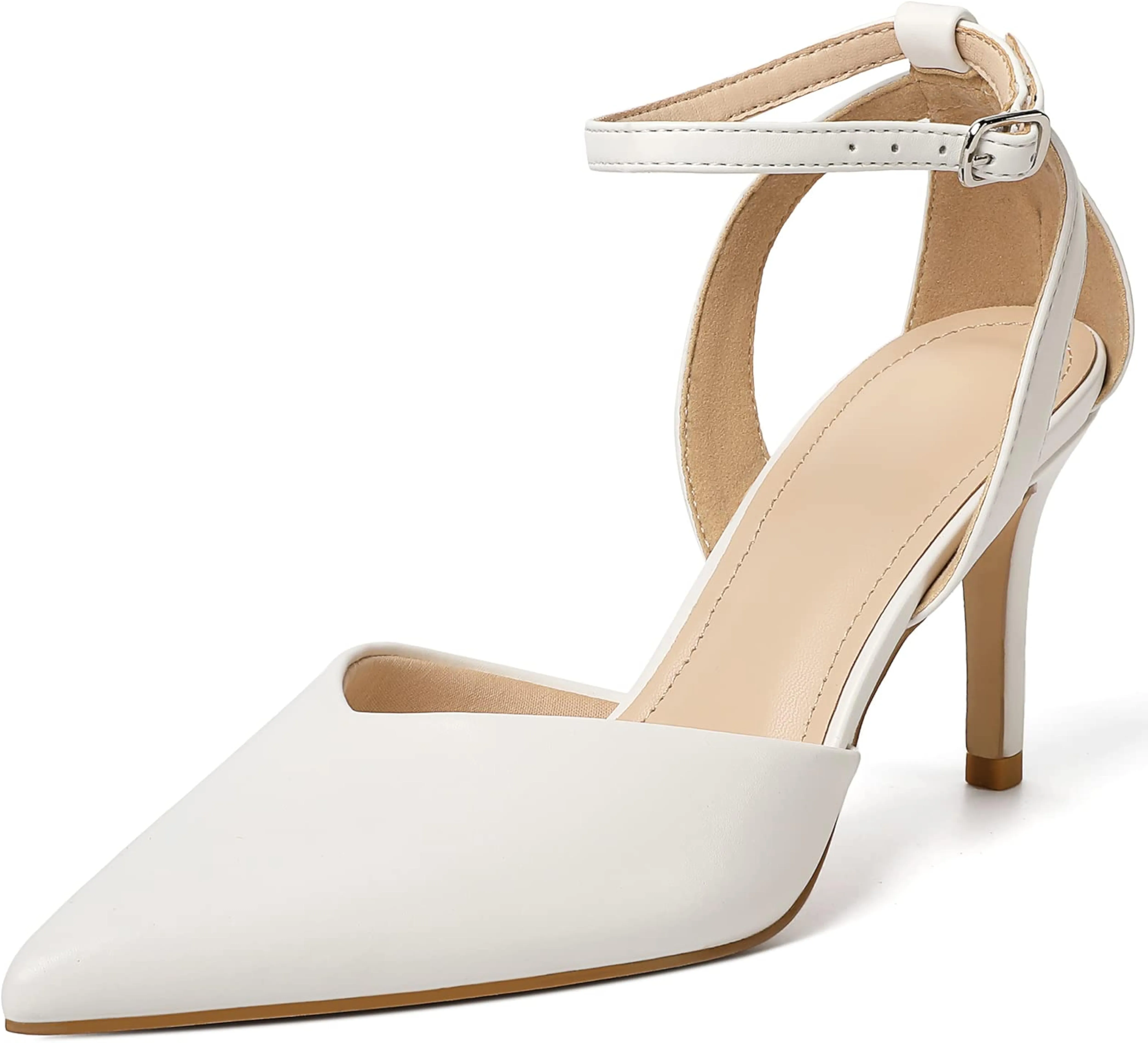Chic Glitter Silver Ankle Strap Closed Toe 3 Inch Heels