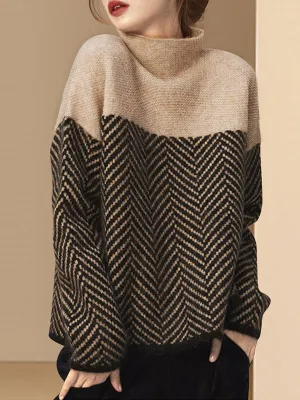Chicmy-Casual Loose High-Neck Sweater Tops