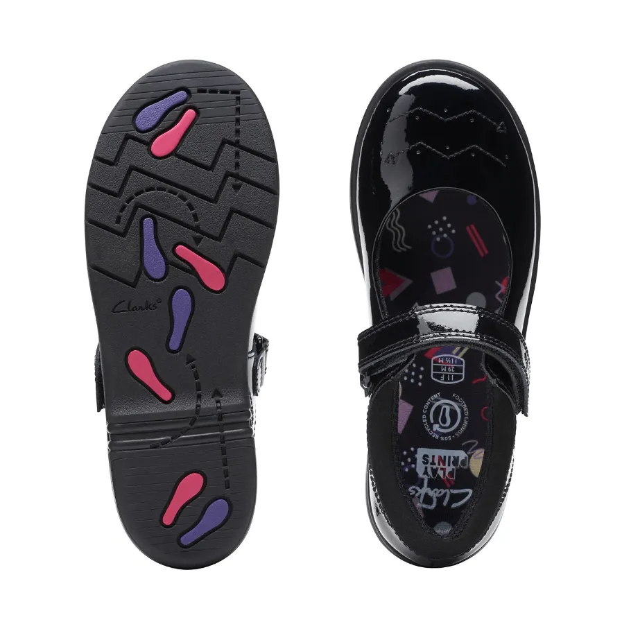 Clarks Girls Shoe Jazzy Jig K Black Patent