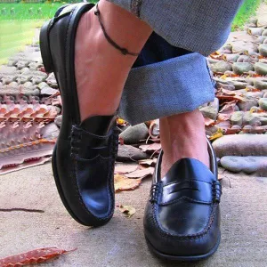 Classic Womens Leather Penny Loafer Casual Flat Shoes