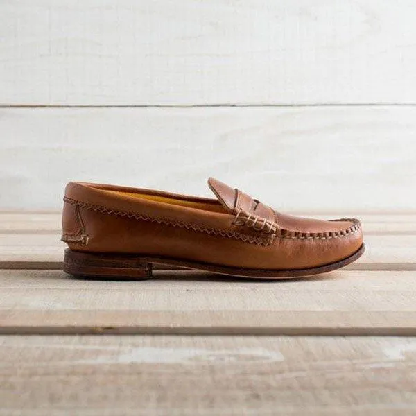 Classic Womens Leather Penny Loafer Casual Flat Shoes