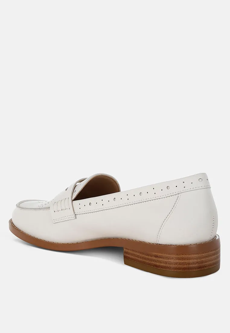 Clotilda Perforated Low Heel Loafers