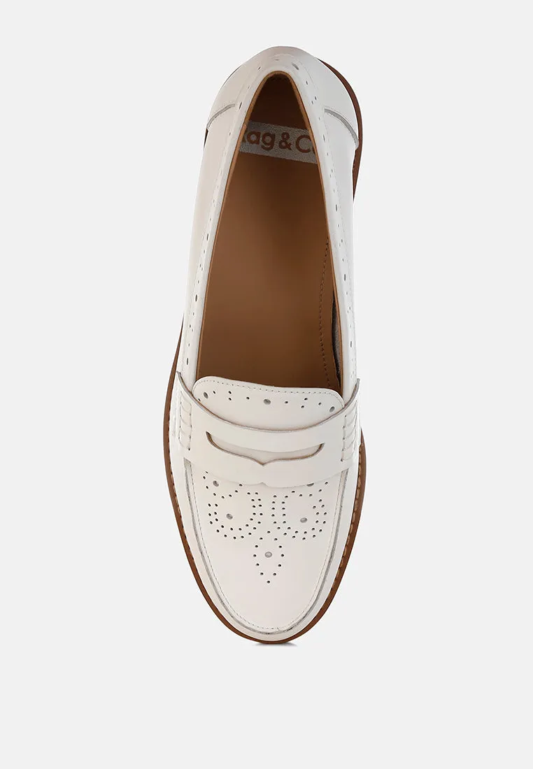 Clotilda Perforated Low Heel Loafers