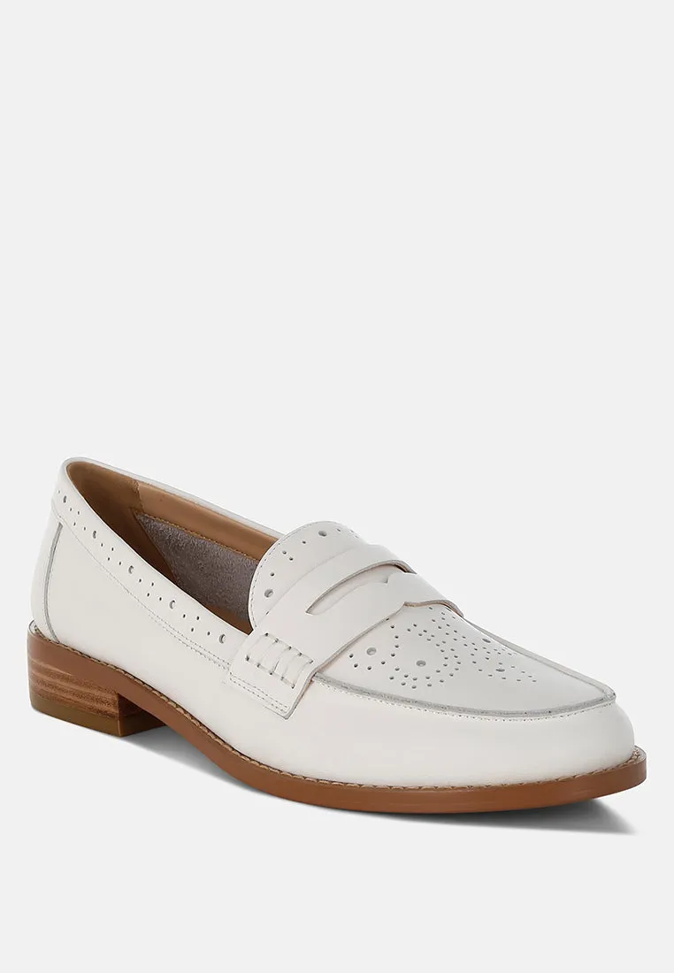 Clotilda Perforated Low Heel Loafers