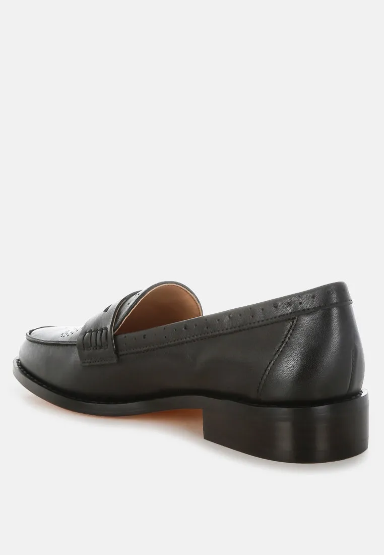 Clotilda Perforated Low Heel Loafers