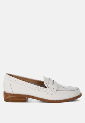 Clotilda Perforated Low Heel Loafers