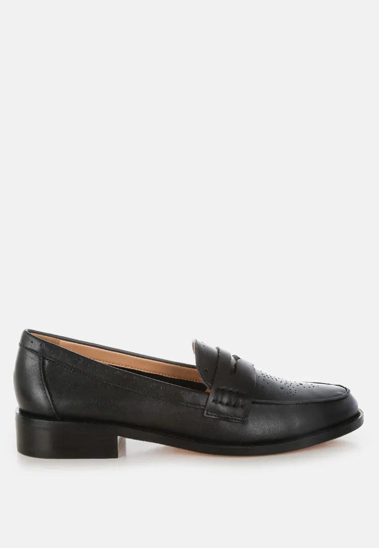 Clotilda Perforated Low Heel Loafers