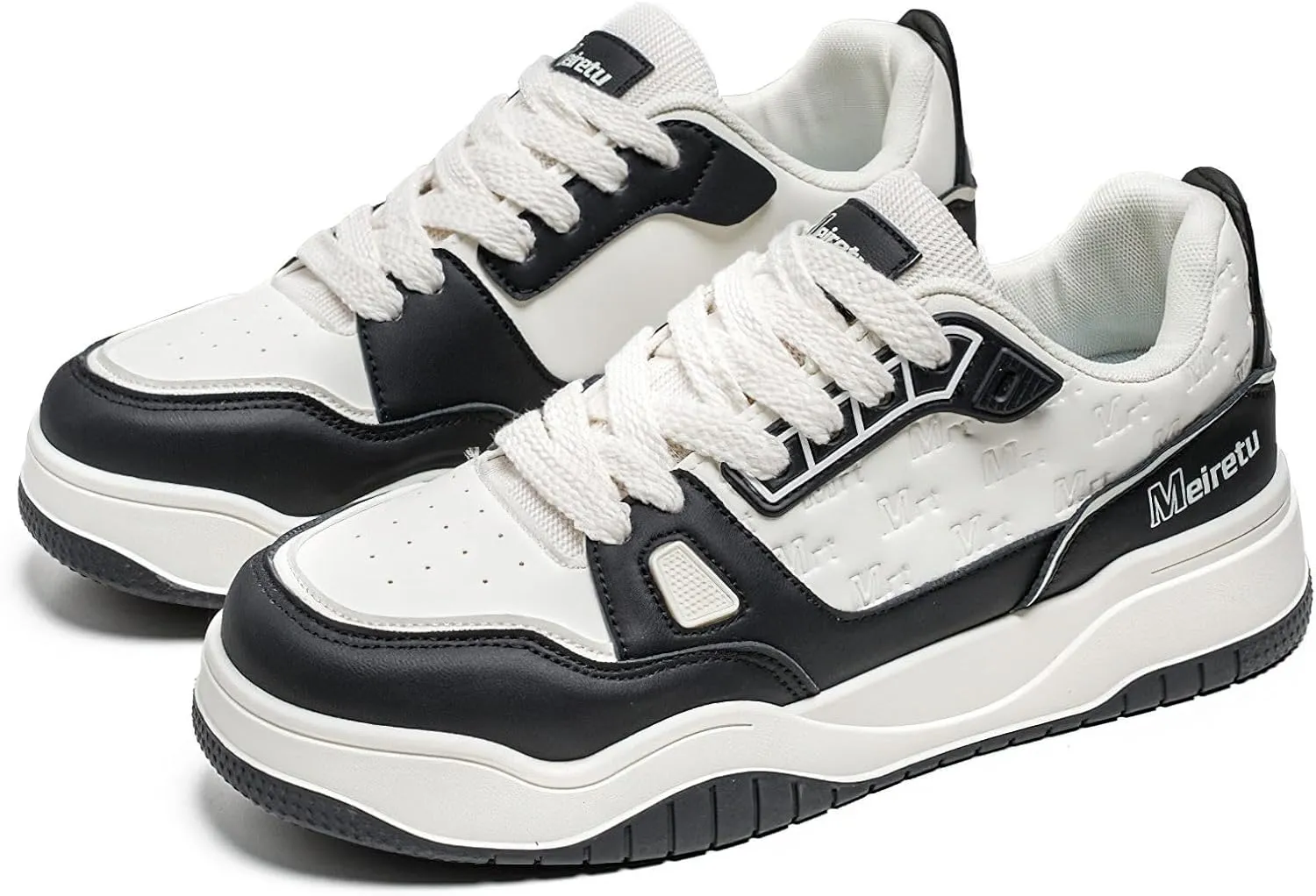 Exusiai Mens Fashion Streetwear Shoes Casual Non Slip Lace-Up Walking Chunky Sneakers Outdoor White Comfortable Breathable Dad Shoes