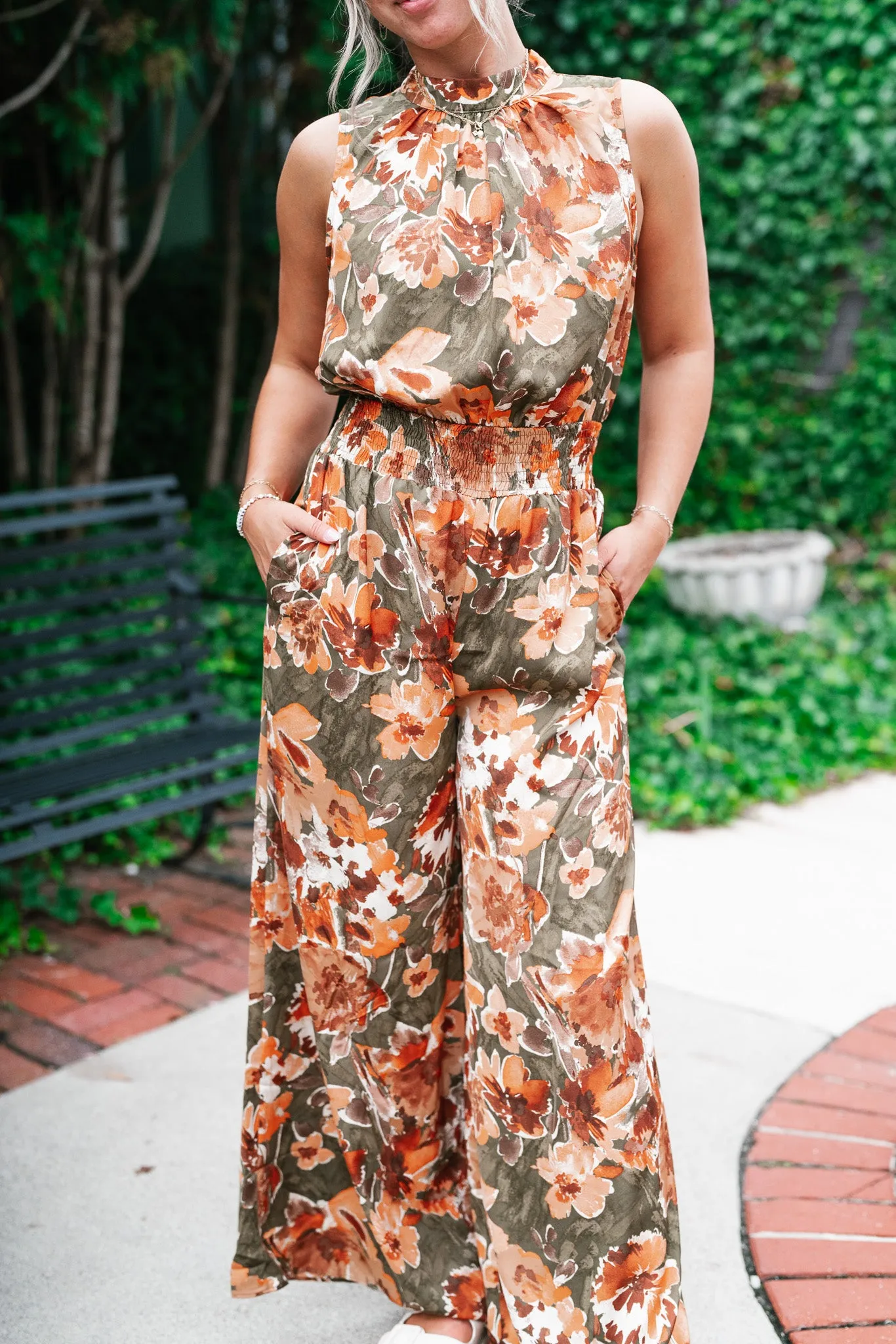 Fall Sunrise Mock Neck Jumpsuit