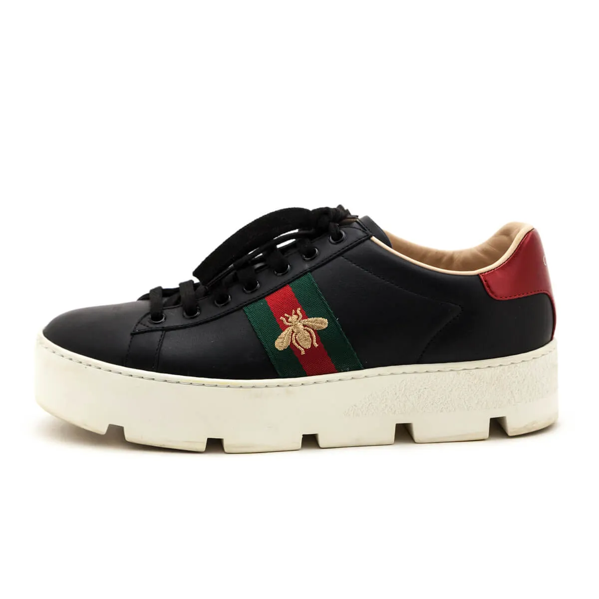 Gucci Black Web New Ace Platform Sneakers Size US 10 | IT 40