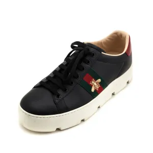 Gucci Black Web New Ace Platform Sneakers Size US 10 | IT 40