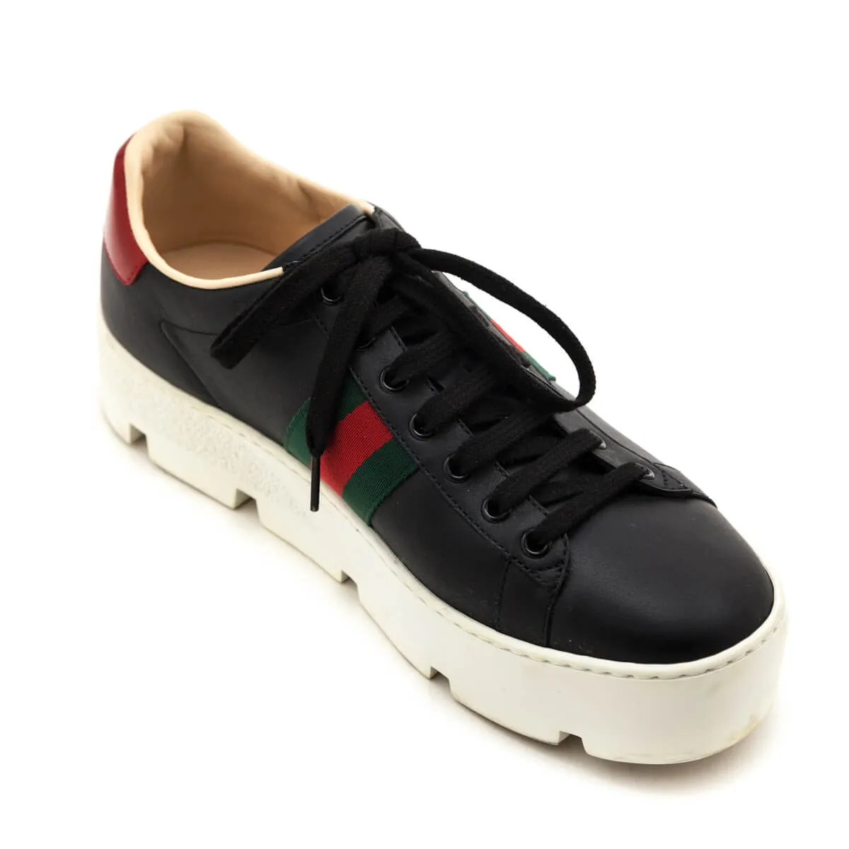 Gucci Black Web New Ace Platform Sneakers Size US 10 | IT 40