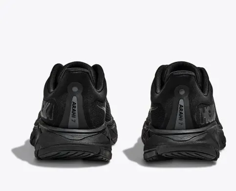 HOKA WOMENS ARAHI 7  WIDE FIT BLACK/BLACK