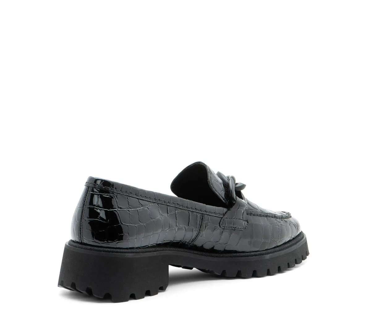 Kiana Women's Chunky Sole Chain Loafer - Black 10