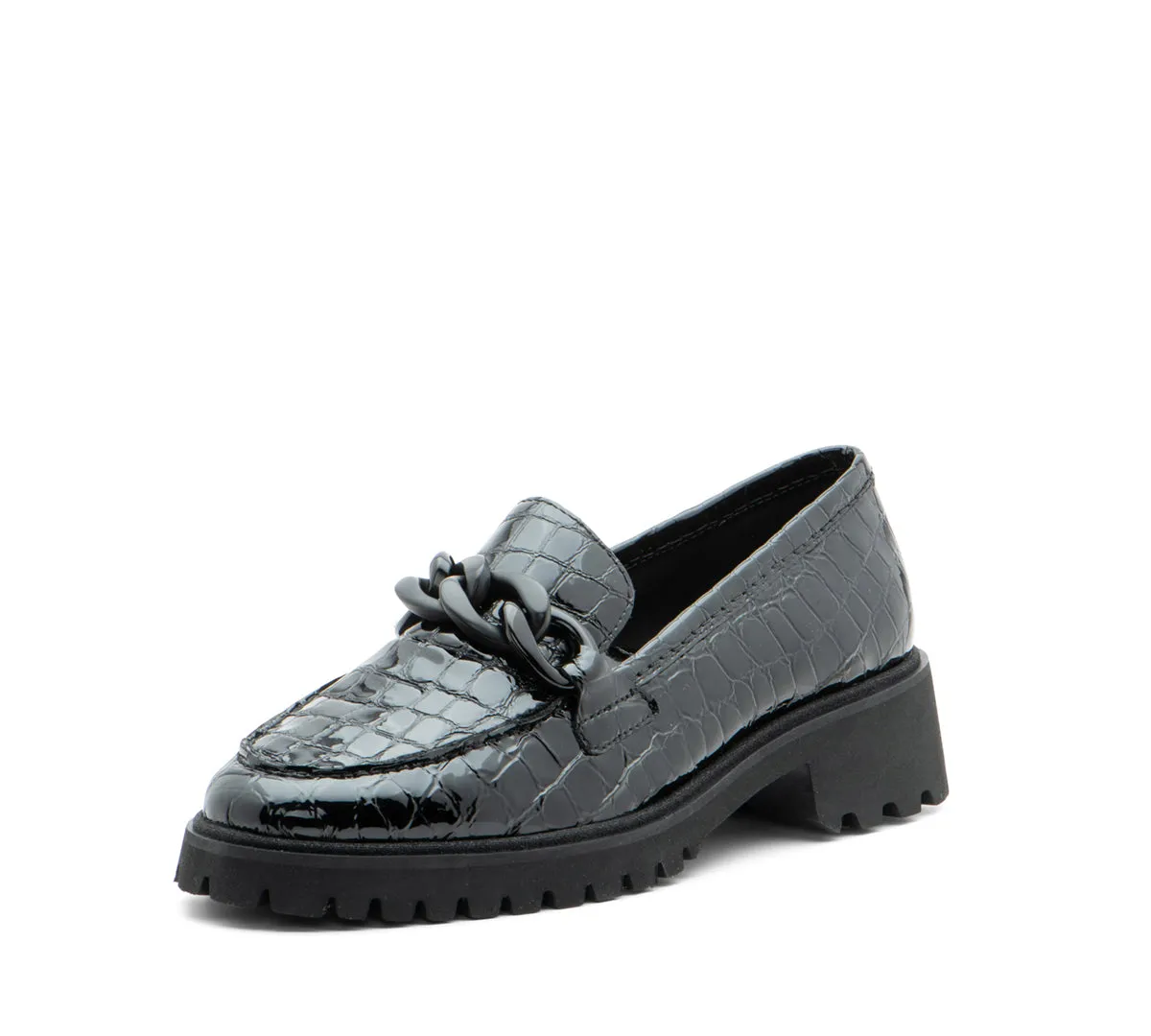 Kiana Women's Chunky Sole Chain Loafer - Black 10