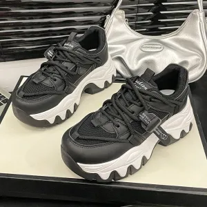 Lace Up Round Toe Platform Athletic Shoes