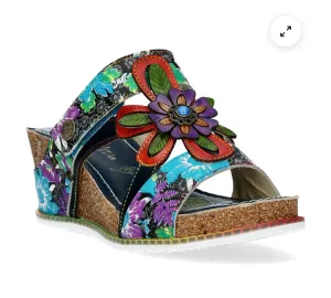 Laura Vita"Bonito 29"Wedge Sandals in Blue