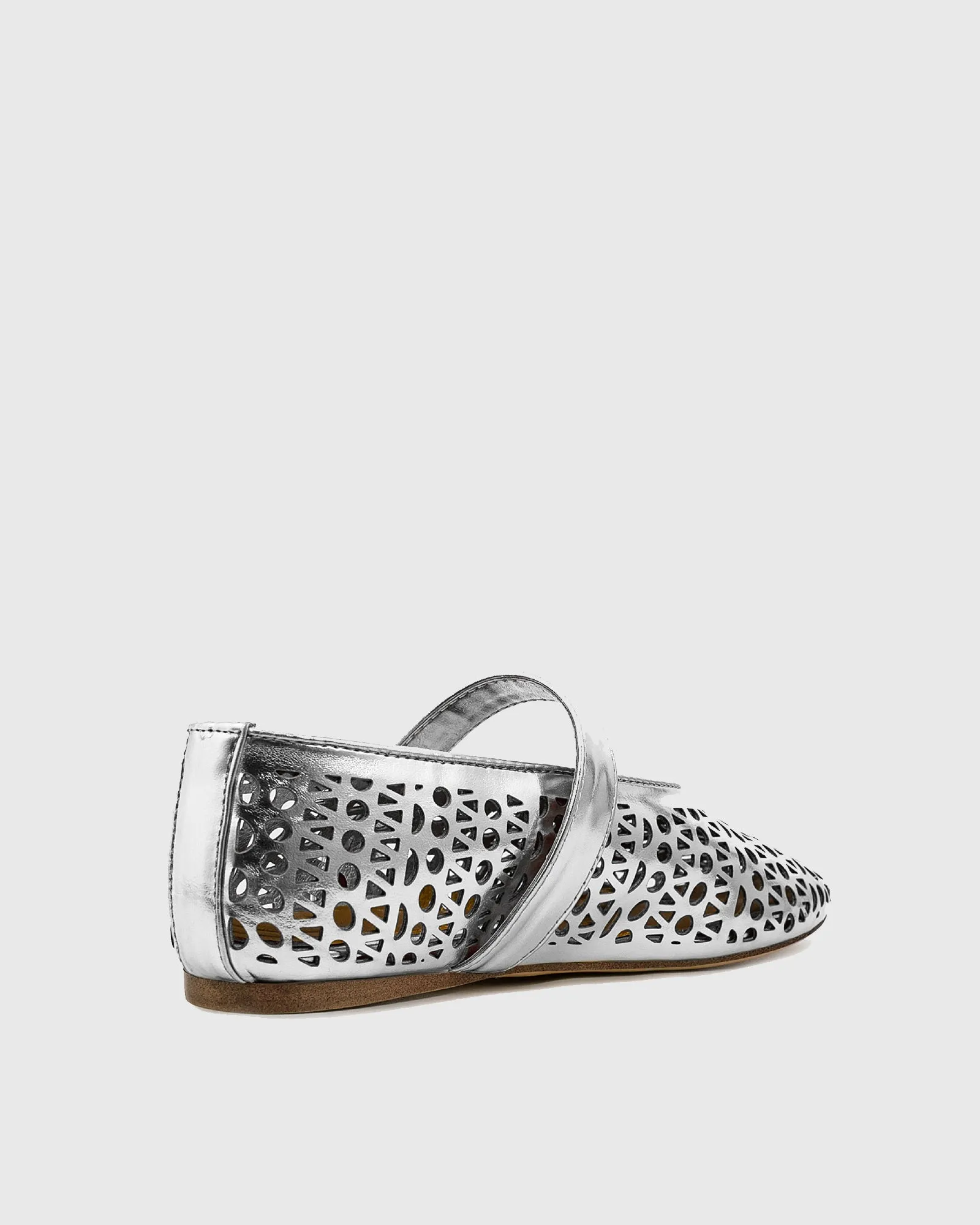 Lia Cutout Leather Ballet Flats In Silver