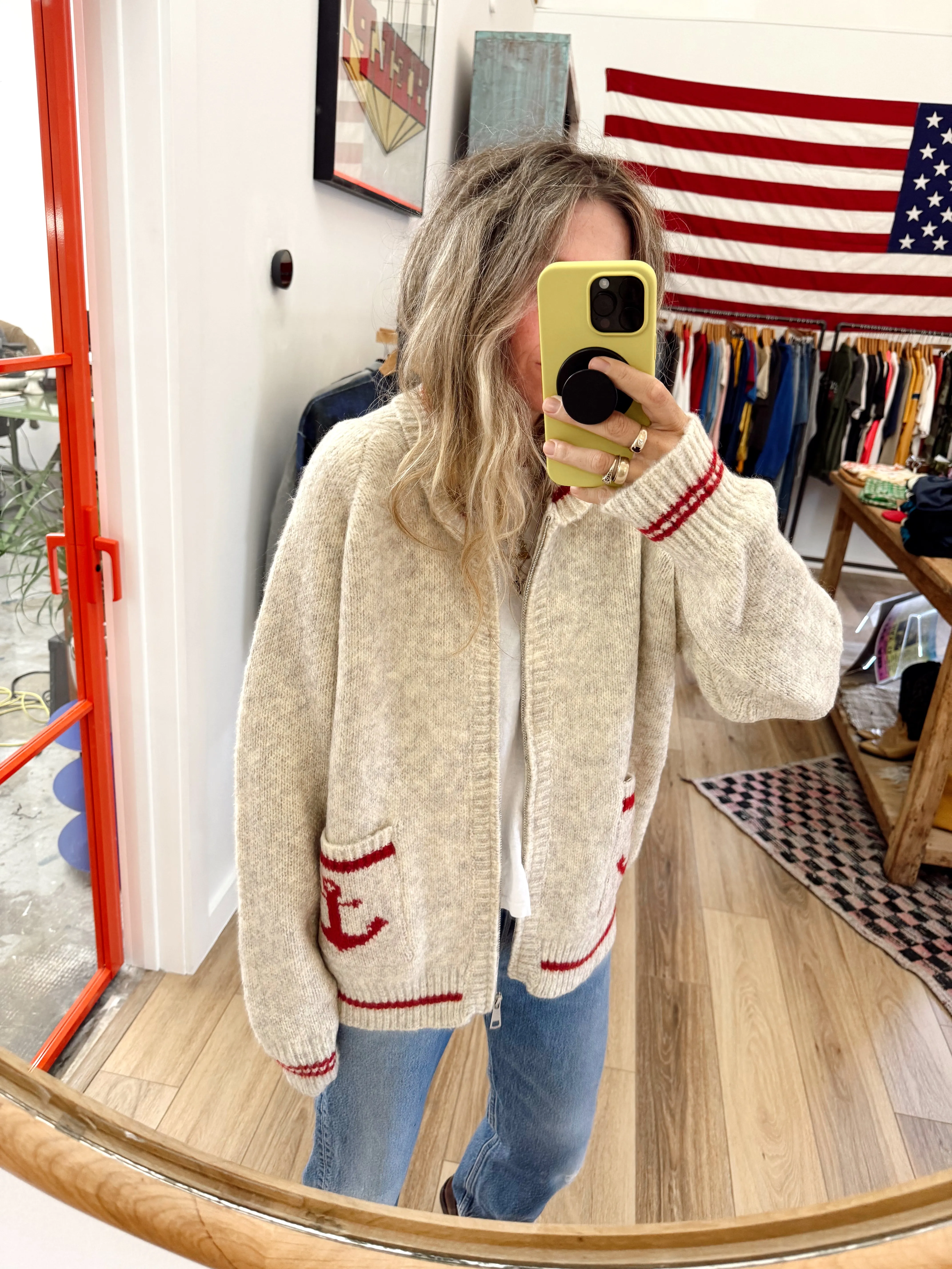 Lobster Chunky Knit Cardigan