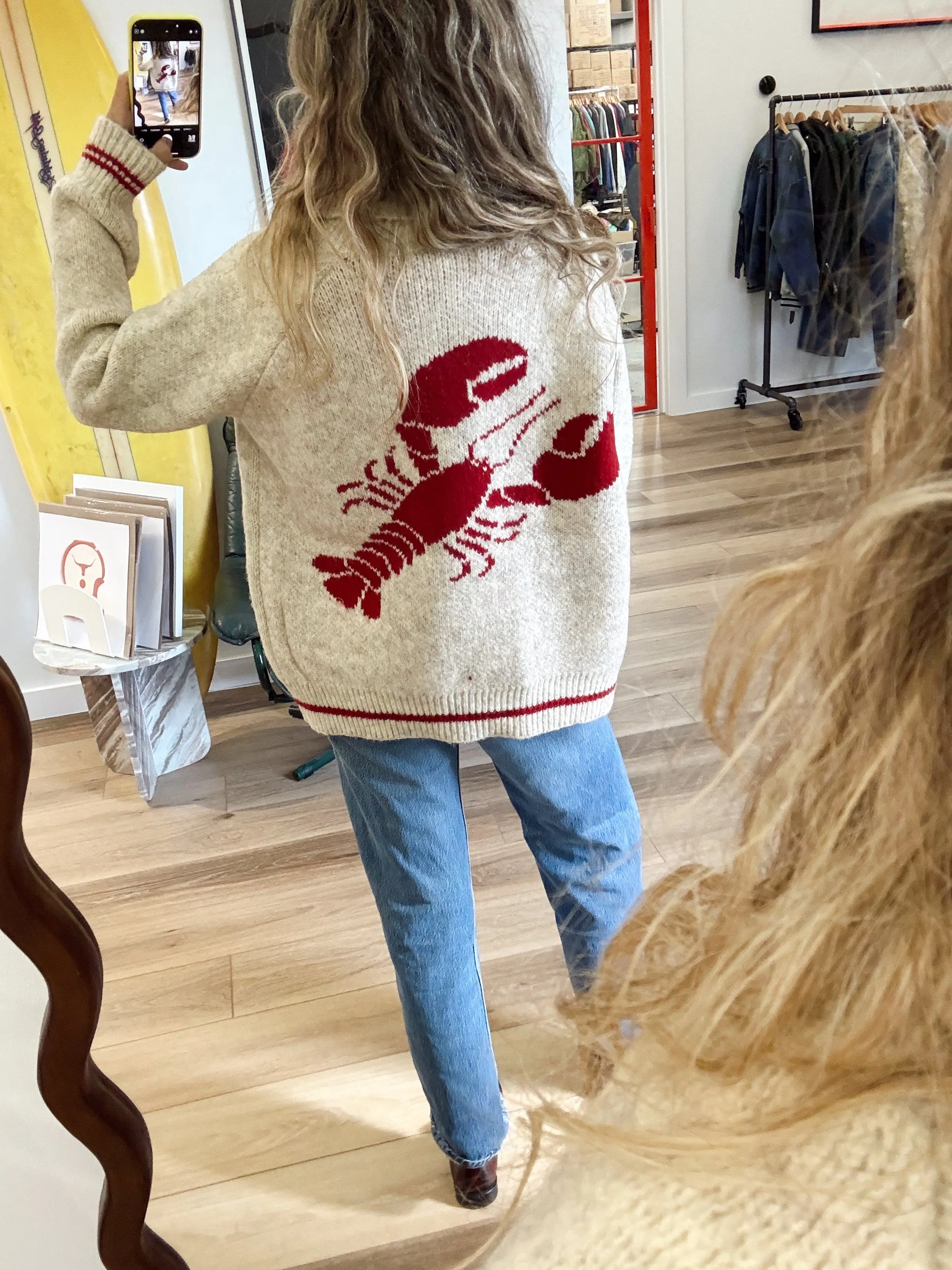 Lobster Chunky Knit Cardigan