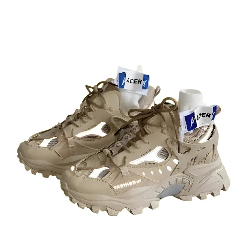 Luxury Men’s Vulcanized Shoes – Chunky Sneakers, High-Fashion Black Stylish Running Footwear