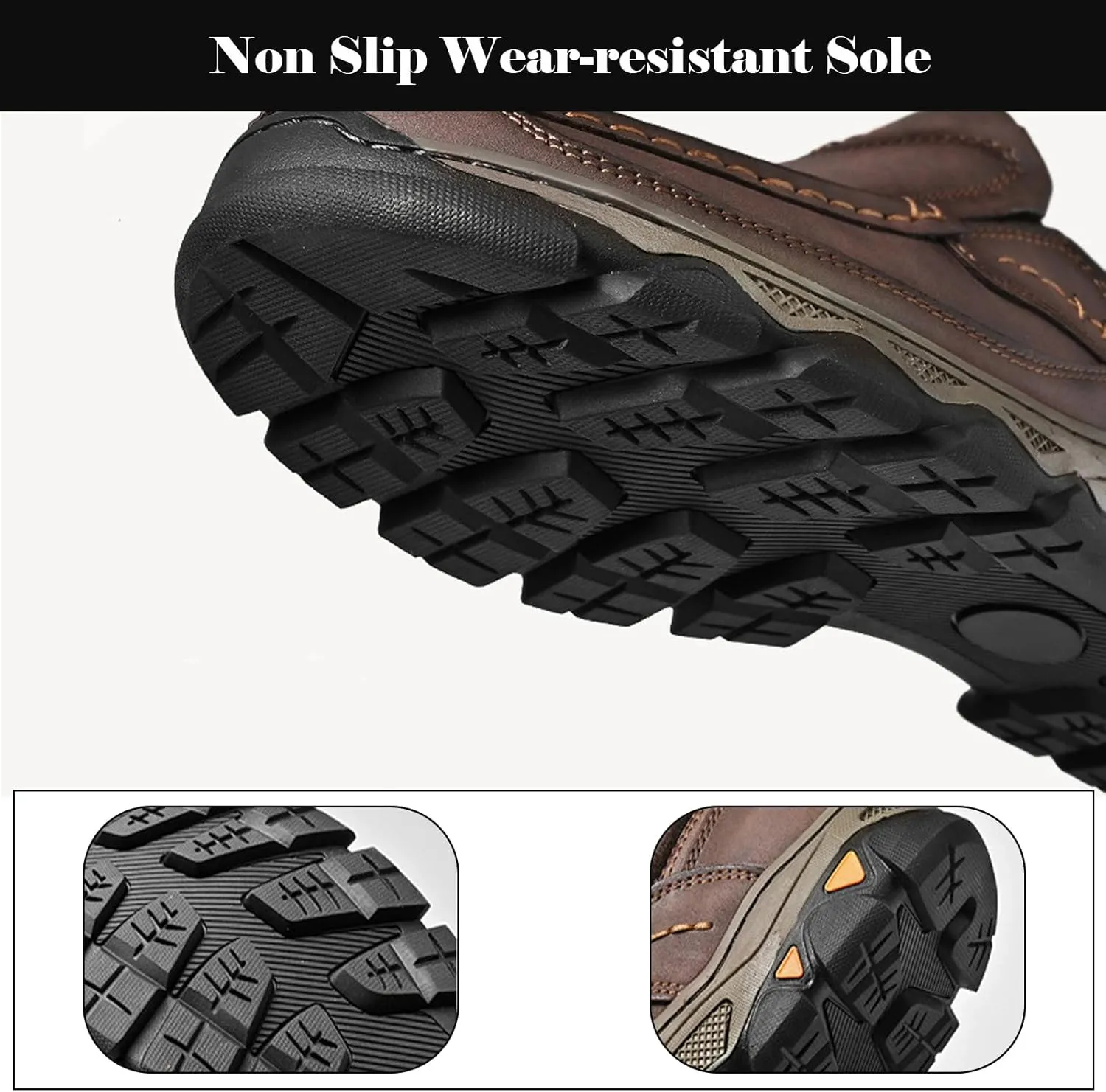 Men's Slip On Loafers, Lightweight Walking Sneakers, Casual Outdoor Leather Shoes, Comfortable Hiking Shoes for Travel, Camping, Running