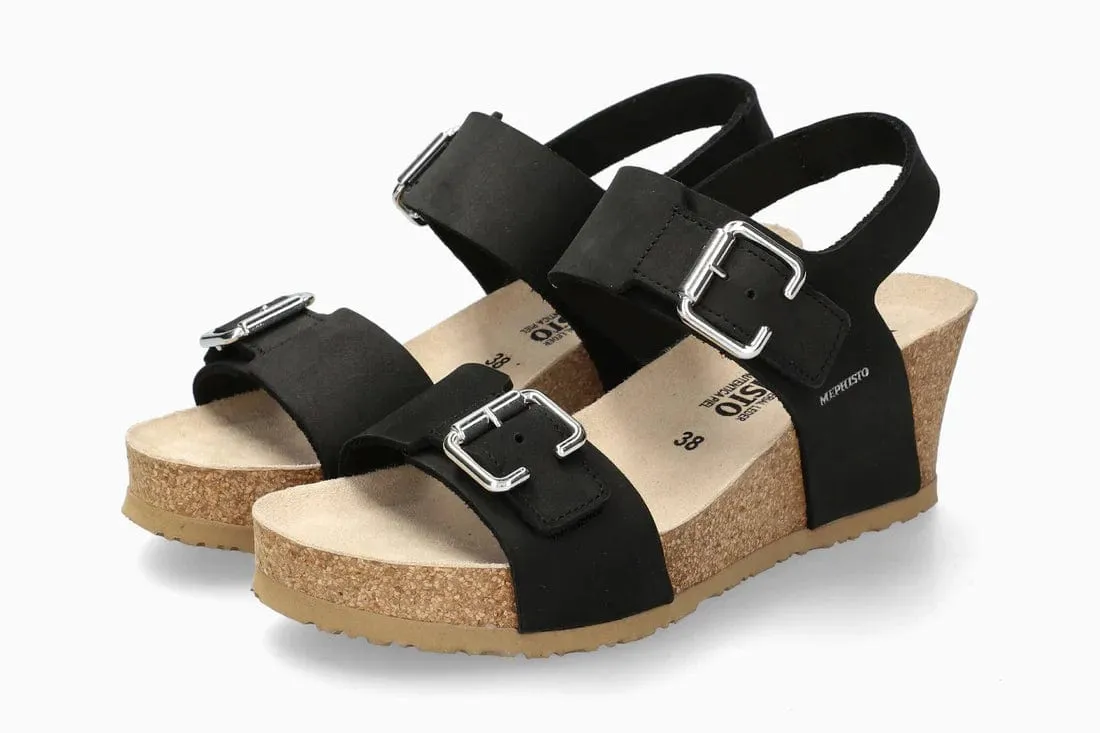 Mephisto Women's Lissandra Wedge Sandals- Black