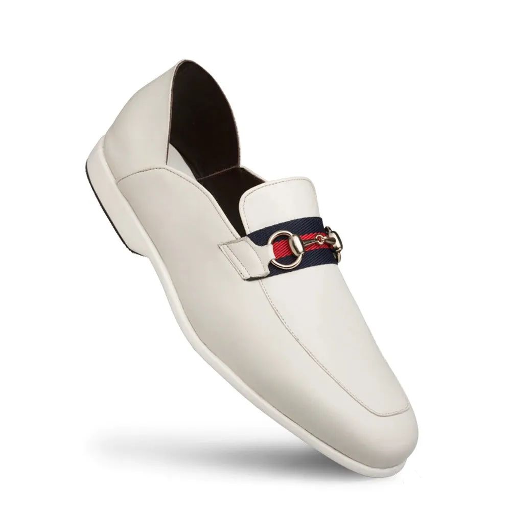 Mezlan R20252 Men's Shoes White Calf-Skin Leather Collapsible-Heels Slipper Sandals (MZS3466)