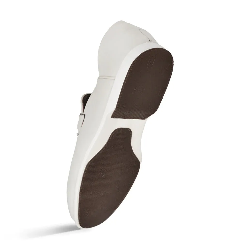 Mezlan R20252 Men's Shoes White Calf-Skin Leather Collapsible-Heels Slipper Sandals (MZS3466)